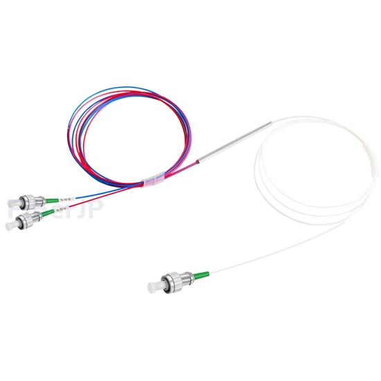 1X2 FC/APC FBT型光スプリッター（シングルモード、デュアルウィンドウ、0.9mmファイバ、ルーズチューブ付き）の画像