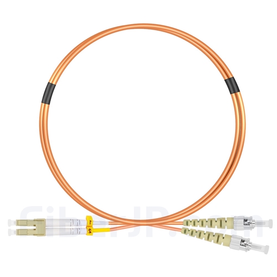 1m LC/UPC-ST/UPC デュプレックス マルチモード 光パッチケーブル(2.0mm PVC/OFNR OM2)の画像