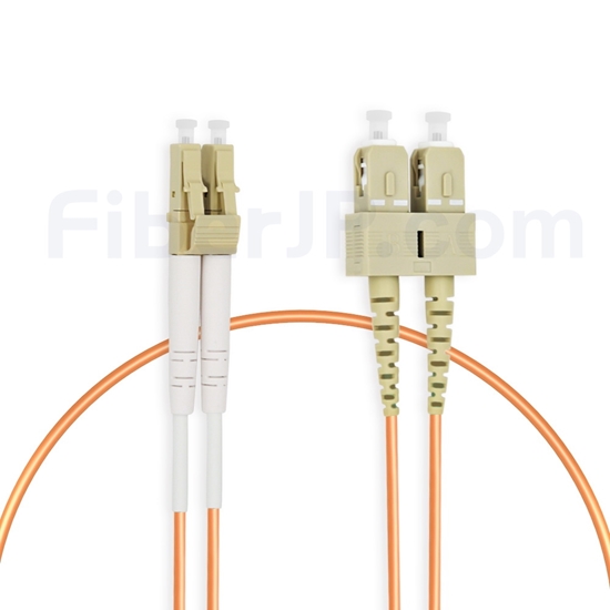 1m LC/UPC-SC/UPC デュプレックス マルチモード 光パッチケーブル(2.0mm LSZH OM2)の画像