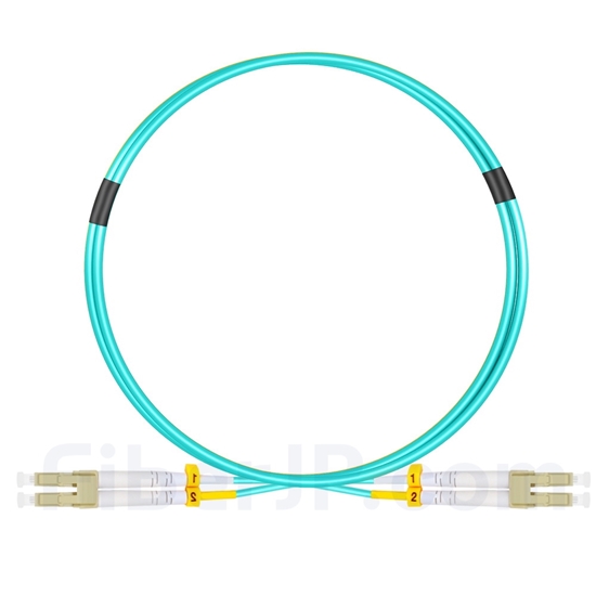 1m LC/UPC-LC/UPC デュプレックス マルチモード 光パッチケーブル（2.0mm PVC/OFNR OM3）の画像