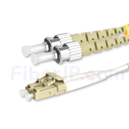 2m LC/UPC-ST/UPC デュプレックス マルチモード 光パッチケーブル（2.0mm PVC/OFNR OM3）の画像