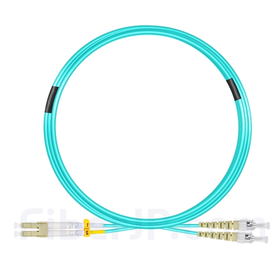10m LC/UPC-ST/UPC デュプレックス マルチモード 光パッチケーブル（2.0mm PVC/OFNR OM3）の画像