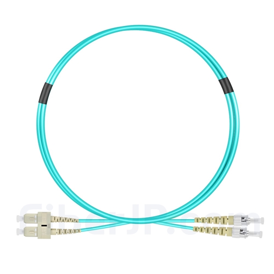 1m SC/UPC-ST/UPC デュプレックス マルチモード 光パッチケーブル（2.0mm PVC/OFNR OM3）の画像