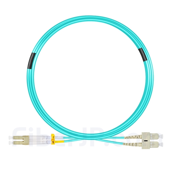10m LC/UPC-SC/UPC デュプレックス マルチモード 光パッチケーブル（2.0mm OFNP OM3）の画像