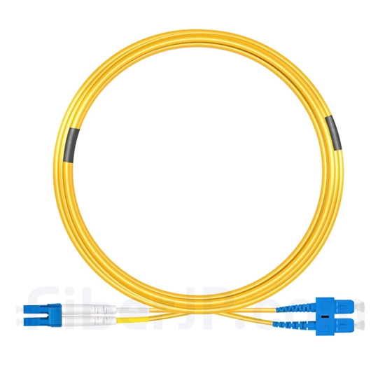 15m LC/UPC-SC/UPC デュプレックス シングルモード 光パッチケーブル（2.0mm PVC/OFNR OS2）の画像
