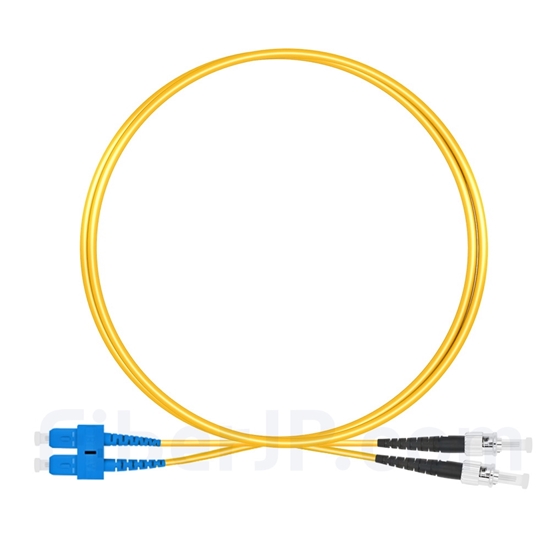 1m SC/UPC-ST/UPC デュプレックス シングルモード 光パッチケーブル（2.0mm PVC/OFNR OS2）の画像
