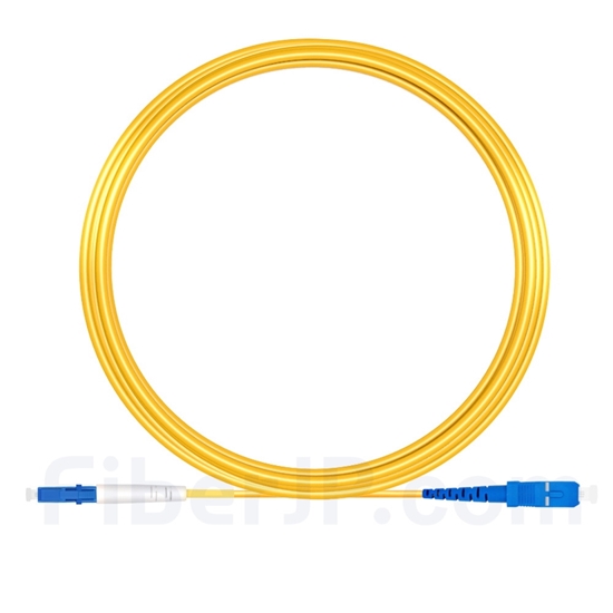 15m LC/UPC-SC/UPC シンプレックス シングルモード 光パッチケーブル（2.0mm PVC/OFNR OS2）の画像