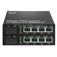 4x 10/100 / 1000Base-T RJ45 ~ 1x 1000Base-X SFP Rainure SC　アンマネージド型ギガビットイーサネットメディアコンバーター、シングルファイバー、1310nm / 1550nm、20km