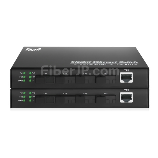 4x 10/100 / 1000Base-T RJ45 ~ 1x 1000Base-X SFP Rainure SC　アンマネージド型ギガビットイーサネットメディアコンバーター、シングルファイバー、1310nm / 1550nm、20kmの画像