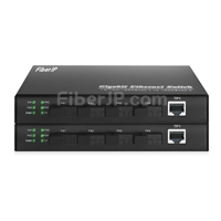 4x 10/100 / 1000Base-T RJ45 ~ 1x 1000Base-X SFP Rainure SC　アンマネージド型ギガビットイーサネットメディアコンバーター、シングルファイバー、1310nm / 1550nm、20km