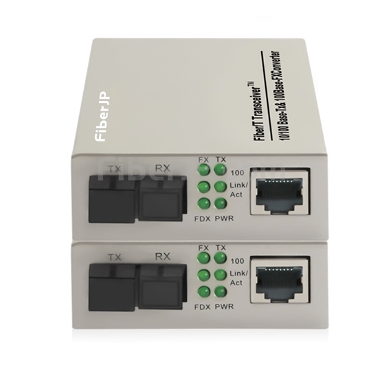 1x 10/100Base-T RJ45 vers 1x 100Base-X SFP Rainure SC アンマネージド型ギガビットイーサネットメディアコンバーター、シングルファイバー、1310nm/1550nm,20kmの画像