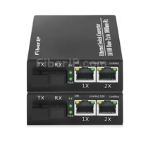 2x 10/100Base-T RJ45 vers 1x 100Base-X SFP Rainure SC アンマネージド型ギガビットイーサネットメディアコンバーター、シングルファイバー、1310nm/1550nm,20km