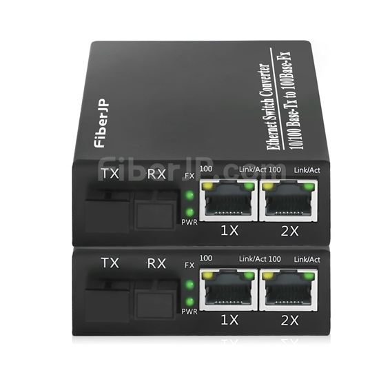 2x 10/100Base-T RJ45 vers 1x 100Base-X SFP Rainure SC アンマネージド型ギガビットイーサネットメディアコンバーター、シングルファイバー、1310nm/1550nm,20kmの画像