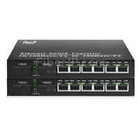 6x 10/100Base-T RJ45 vers 1x 100Base-X SFP Rainure SC アンマネージド型ギガビットイーサネットメディアコンバーター、シングルファイバー、1310nm/1550nm,20km