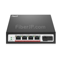 4x 10/100Base-T RJ45 ~ 1x 100Base-X SFP インターフェース SCアンマネージドPoEスイッチ,シングルファイバー, 1310nm/1550nm 20km