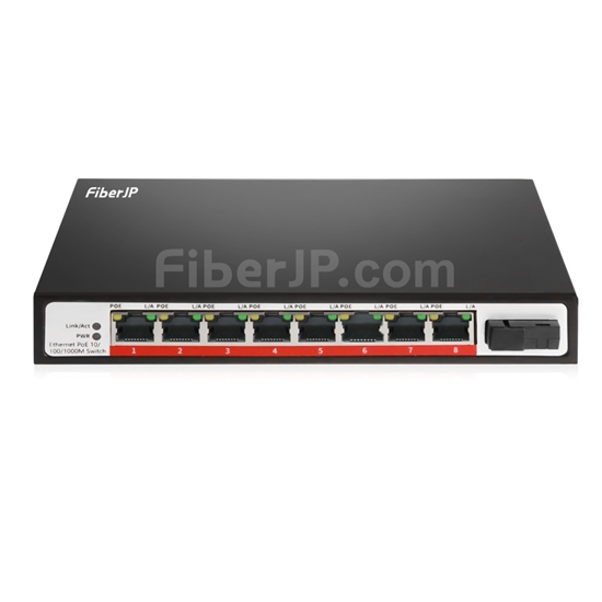 8x 10/100/1000Base-T RJ45 ~ 1x 1000Base-X SFP インターフェース SCアンマネージドPoEスイッチ,シングルファイバー,1310nm/1550nm 20kmの画像