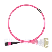 3m MPOメス-4LC/UPC デュプレックス 8芯 タイプB OM4（OM3) 50/125 マルチモード ブレイクアウトケーブル（エリート、LSZH、マゼンタ）