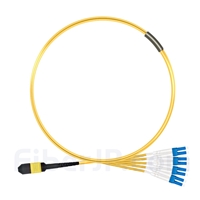 1m MPOメス-4 LC/UPC デュプレックス 8芯 タイプB OS2 9/125 シングルモード ブレイクアウトケーブル（エリート、LSZH、黄色）
