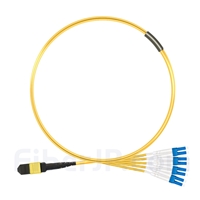 2m MTPメス-4LC/UPC デュープレックス 8芯 OS2 9/125 シングルモード ブレイクアウトケーブル(タイプB、エリート、LSZH、黄色)
