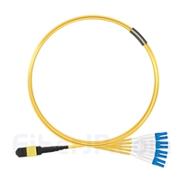 4m MTPメス-4LC/UPC デュープレックス 8芯 OS2 9/125 シングルモード ブレイクアウトケーブル(タイプA、エリート、LSZH、黄色)