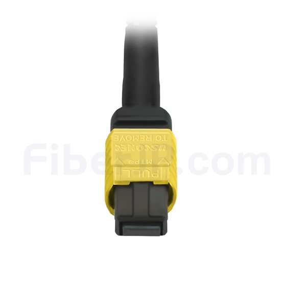 1m MTPメス-4LC/UPC デュープレックス 8芯 OS2 9/125 シングルモード ブレイクアウトケーブル(タイプB、エリート、LSZH、黄色)の画像