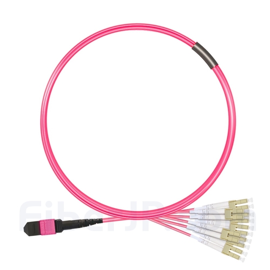 3m MTPオス-6LC/UPC デュープレックス 12芯 プレナム(OFNP) OM4 (OM3) 50/125 マルチモード ブレイクアウトケーブル(タイプA、エリート、マゼンタ)の画像