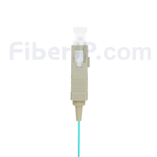 2m シンプレックス SC/UPC マルチモード ピッグテール光ファイバケーブル（0.9mm LSZH、50/125 OM3）の画像