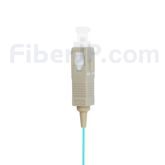 2m シンプレックス SC/UPC マルチモード ピッグテール光ファイバケーブル（0.9mm LSZH、50/125 OM3）の画像