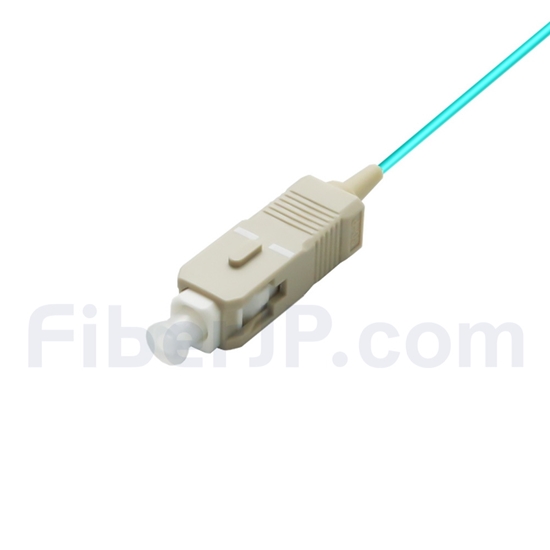 2m シンプレックス SC/UPC マルチモード ピッグテール光ファイバケーブル（0.9mm LSZH、50/125 OM3）の画像