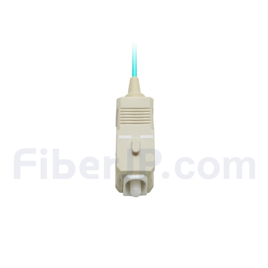 2m シンプレックス SC/UPC マルチモード ピッグテール光ファイバケーブル（0.9mm LSZH、50/125 OM3）の画像