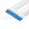 1.5m 12芯 LC/UPC シングルモード ピッグテール光ファイバケーブル（0.9mm PVCジャケット、9/125、束状）の画像
