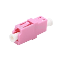 LC/UPC-LC/UPC 10G シンプレックス プラスチック製光ファイバアダプター/嵌合スリーブ(OM4、フランジなし、すみれ色)